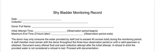 Shy Bladder Monitoring Record